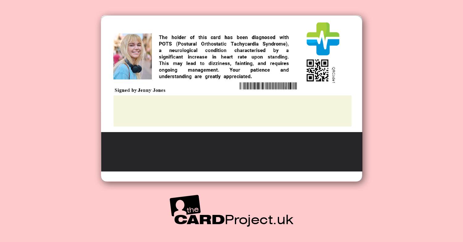 PoTS Premium Photo Medical ID Card  (REAR)